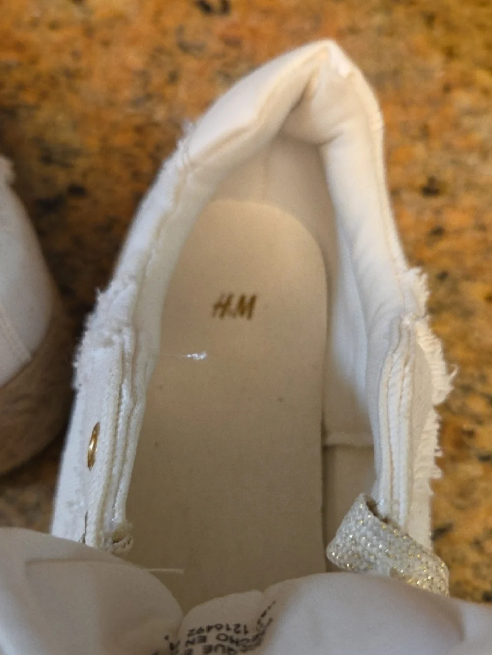 H&M White Espadrille Platform Sneakers with Metallic Laces Size 8